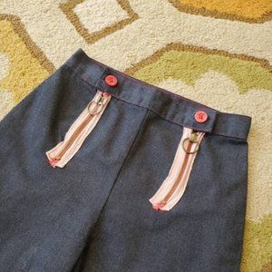 60s/70s High Rise Double Zipper Sailor Jeans